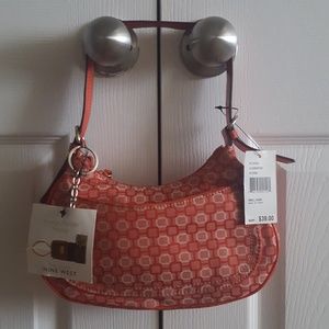 Orange Geometric Print Nine West Shoulder Bag